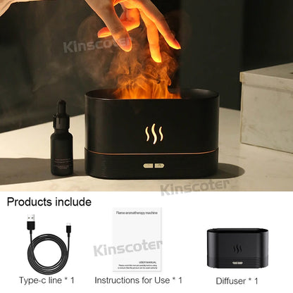 Flame Aroma Diffuser Humidifier With Soothing 7 Color Lights for Bedroom