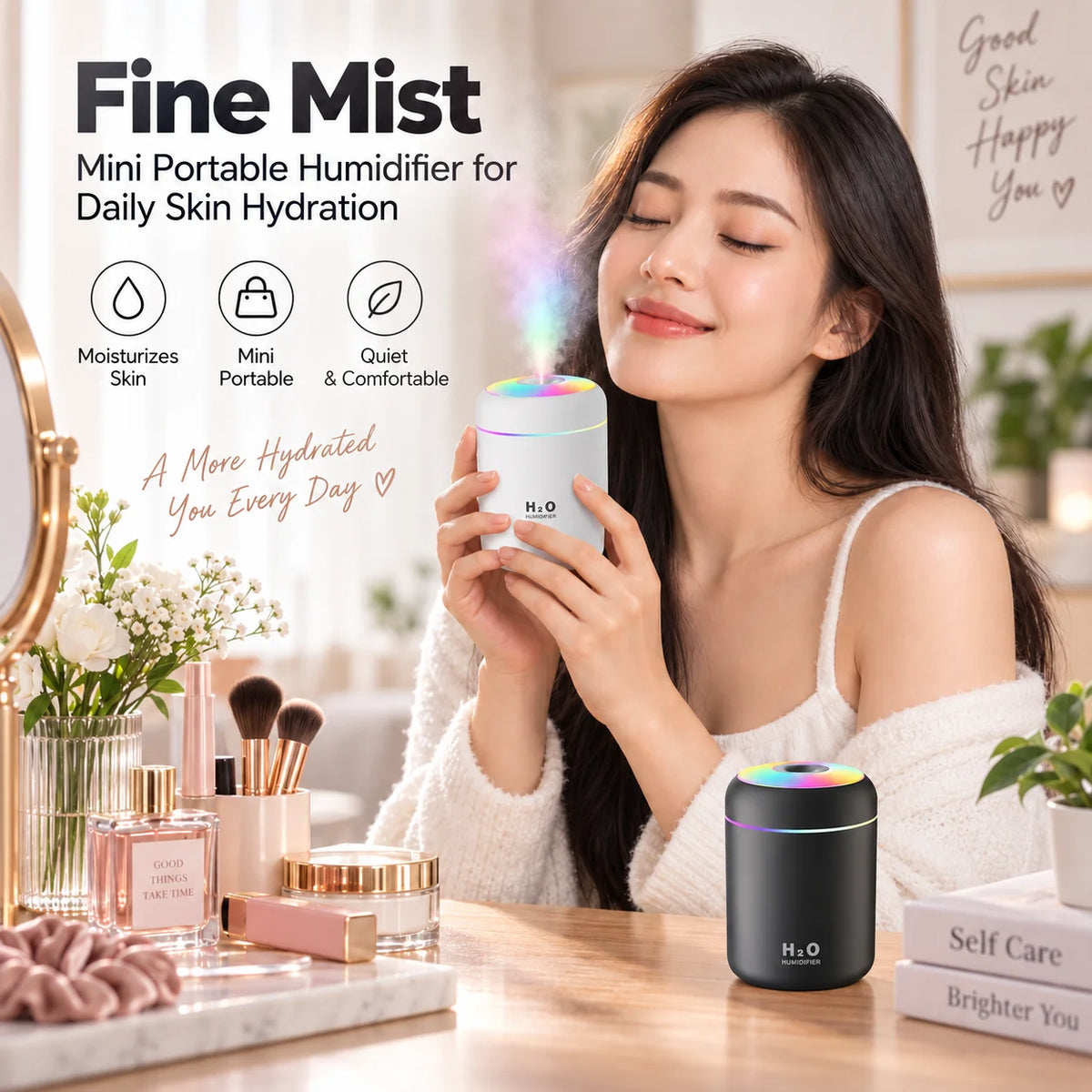 Mini USB Humidifier Cool Mist for Home Office and Travel