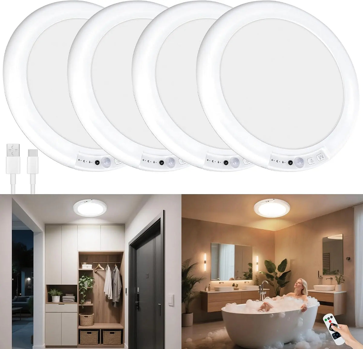 Rechargeable Wireless Motion Sensor Ceiling Lights for Easy Home Use