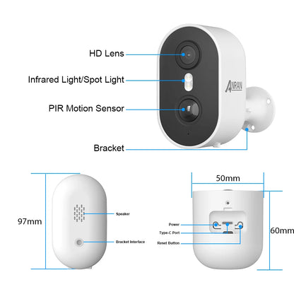 ANRAN 2K Wireless Battery Security Camera With AI Detection for Home Protection