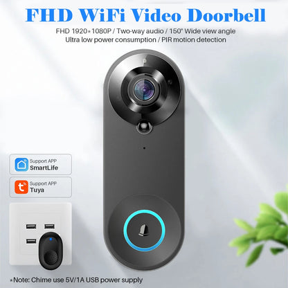 Smart Wireless Video Doorbell Camera with 1080P Night Vision for Home Security