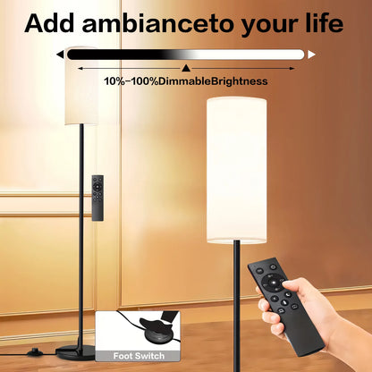 Dimmable Fabric Floor Lamp with Remote for Cozy Living Rooms and Bedrooms