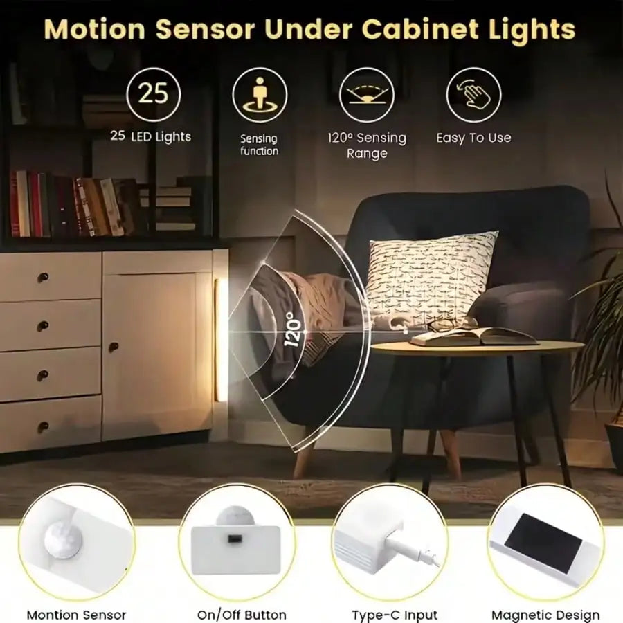 Motion Sensor Lights Dimmable USB Rechargeable for Home Cabinets