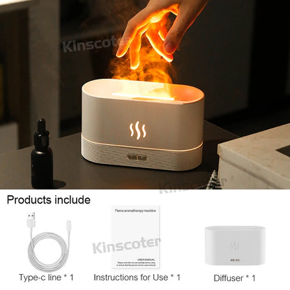 Flame Aroma Diffuser Humidifier With Soothing 7 Color Lights for Bedroom