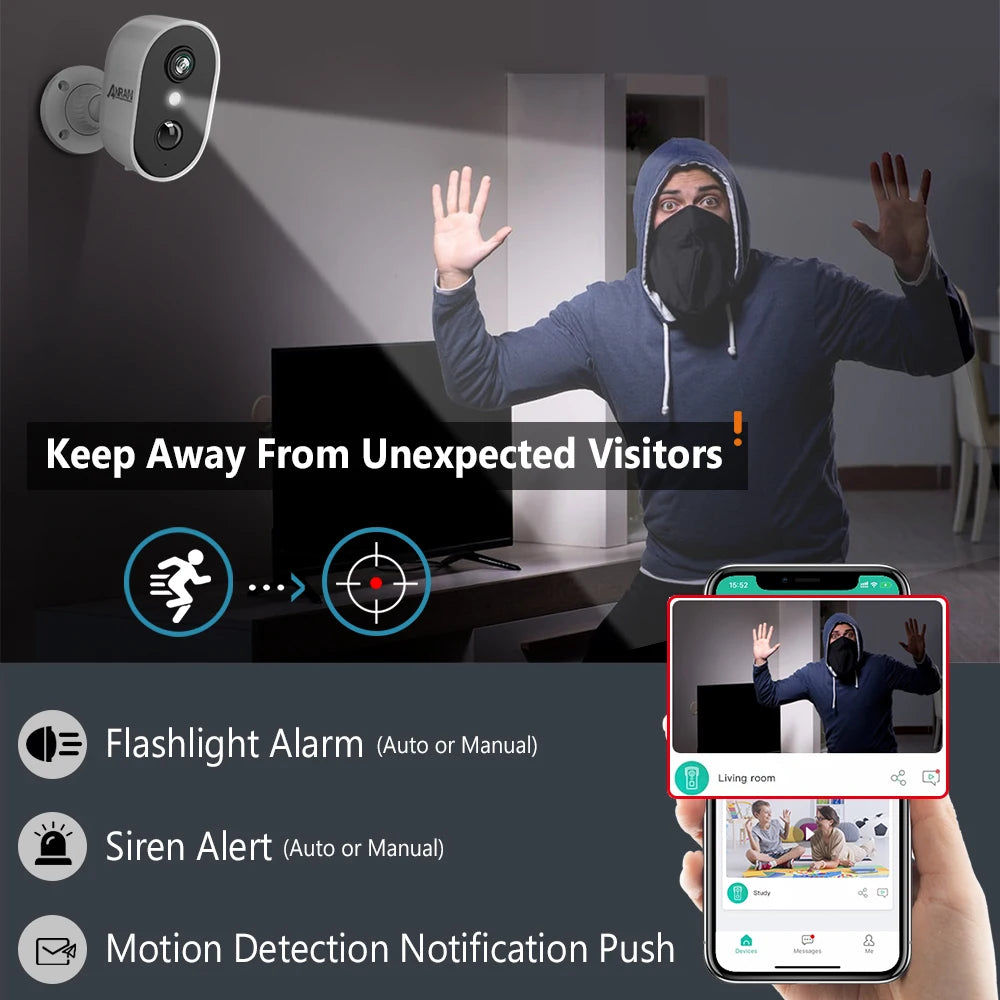 ANRAN 2K Wireless Battery Security Camera With AI Detection for Home Protection