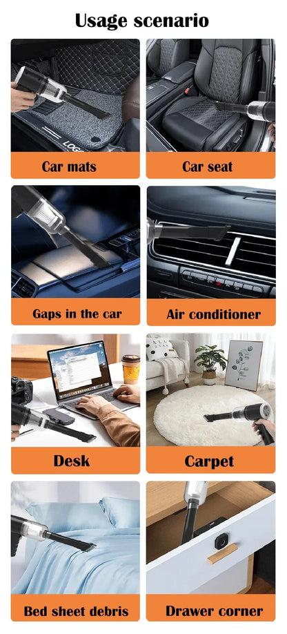9000Pa Car Vacuum Cleaner USB Rechargeable For Powerful Driver Cleaning