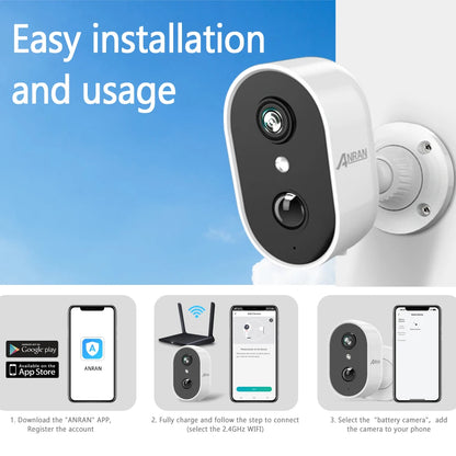 ANRAN 2K Wireless Battery Security Camera With AI Detection for Home Protection